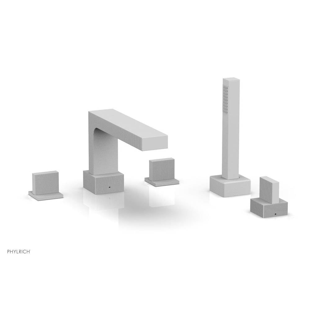 Phylrich - STRIA Deck Tub Set with Hand Shower Blade Handles 291-48 - Satin White