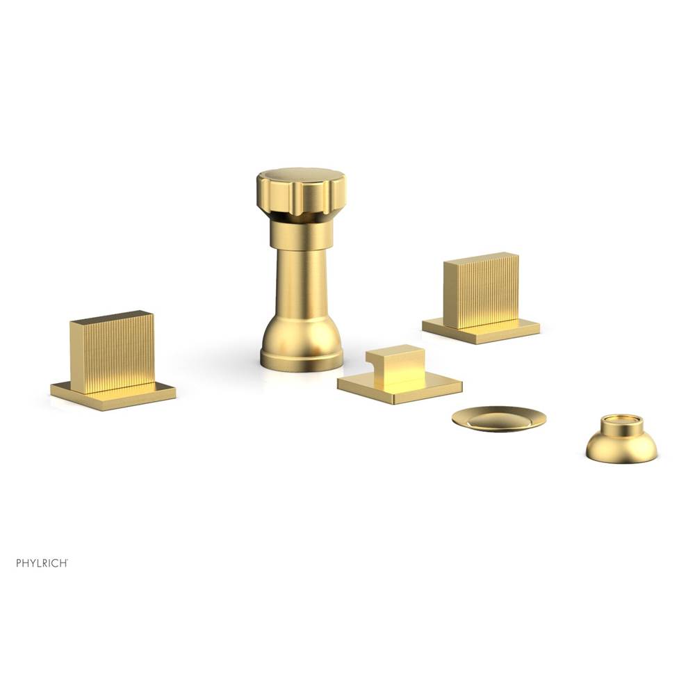 Phylrich - 4 Hole Bidet Set, Blade Hdl, Stria Series - Burnished Gold