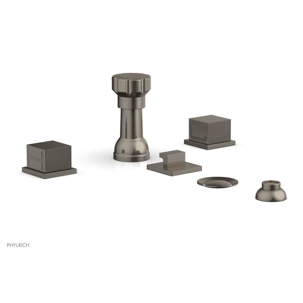 Phylrich - 4 Hole Bidet Set, Cube - Pewter