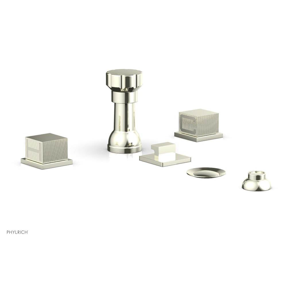Phylrich - 4 Hole Bidet Set, Cube - Burnished Nickel