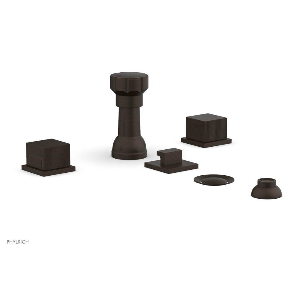 Phylrich - 4 Hole Bidet Set, Cube - Antique Bronze