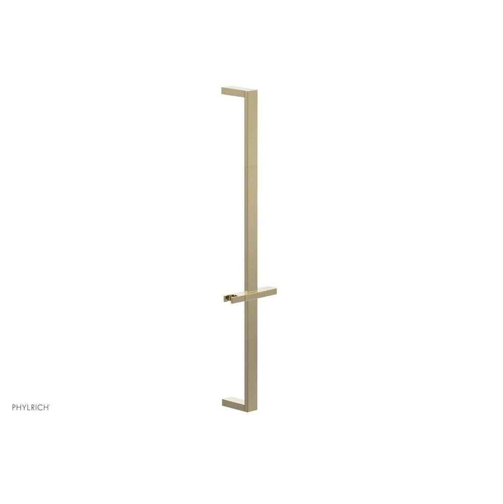 Phylrich - Polished Brass Uncoated (Living Finish) 27'' Flat Adjustable Handshower Slide Bar With Holder