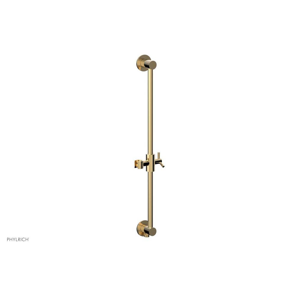 Phylrich - Satin Brass Modern 24'' Handshower Slide Bar With Holder And Integrated Outlet - Satin Brass