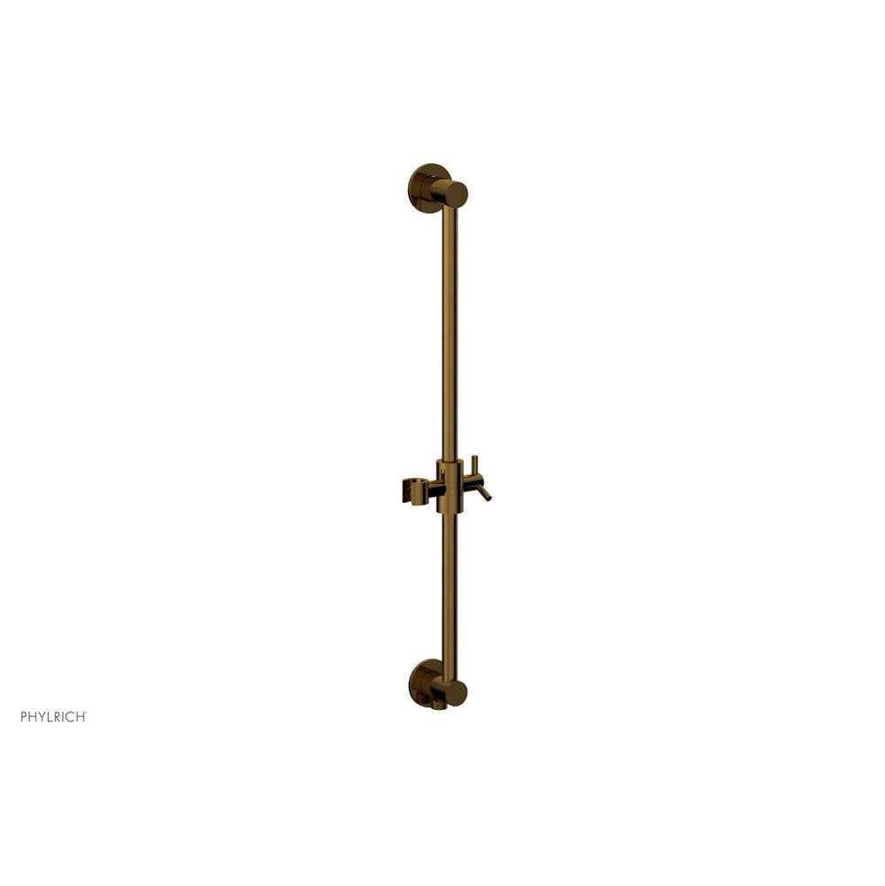Phylrich - French Brass (Living Finish) Modern 24'' Handshower Slide Bar With Holder And Integrated Outlet - French Brass