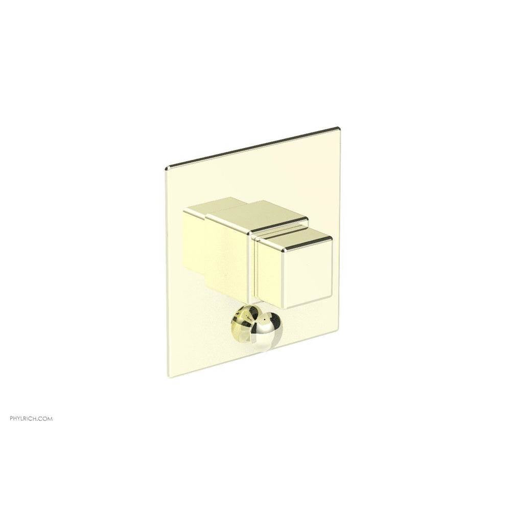 Phylrich - MIX Pressure Balance Shower Plate with Diverter and Handle Trim Set - Cube Handle 4-110 - Polished Brass Uncoated