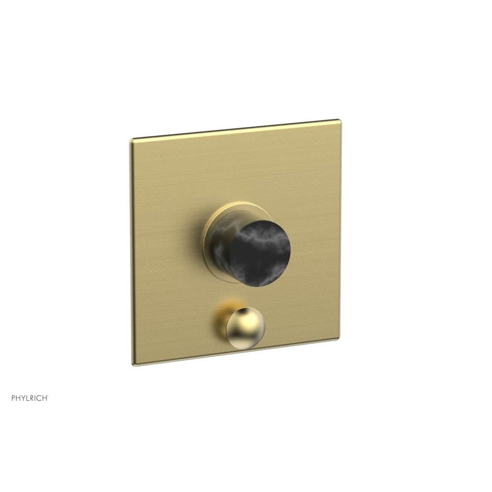 Phylrich - Sq Pb Shower Plate W/ D Marble Hdl - Burnished Gold