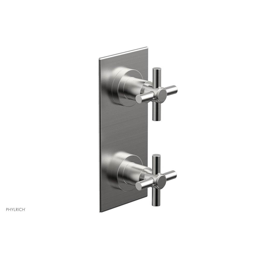 Phylrich - BASIC 1/2'' Thermostatic Valve with Volume Control or Diverter Cross Handles 4-350 - Satin chrome
