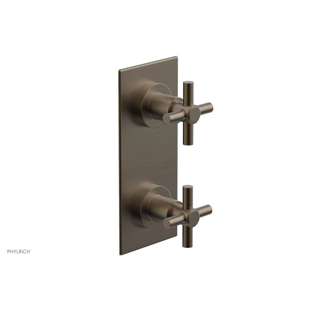 Phylrich - BASIC 1/2'' Thermostatic Valve with Volume Control or Diverter Cross Handles 4-350 - Old English Brass