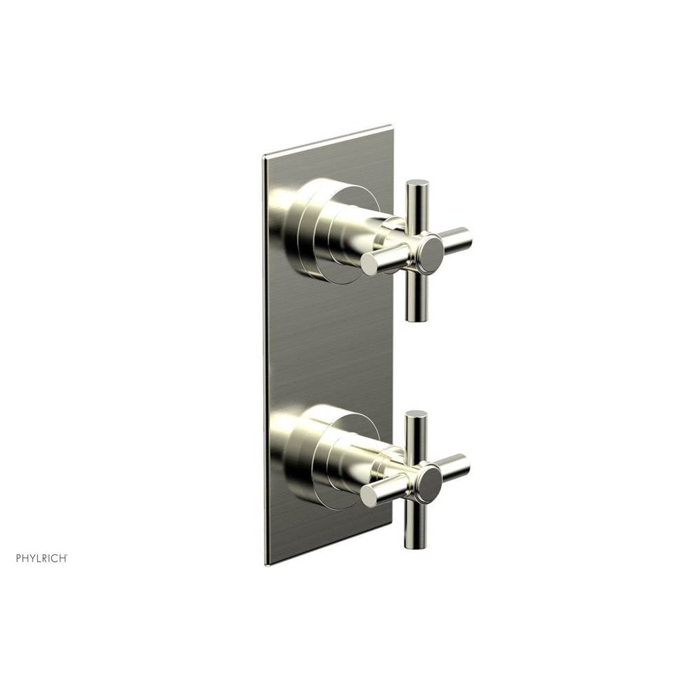 Phylrich - BASIC 1/2'' Thermostatic Valve with Volume Control or Diverter Cross Handles 4-350 - Satin Nickel