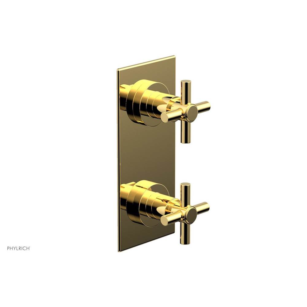 Phylrich - BASIC 1/2'' Thermostatic Valve with Volume Control or Diverter Cross Handles 4-350 - Polished Gold