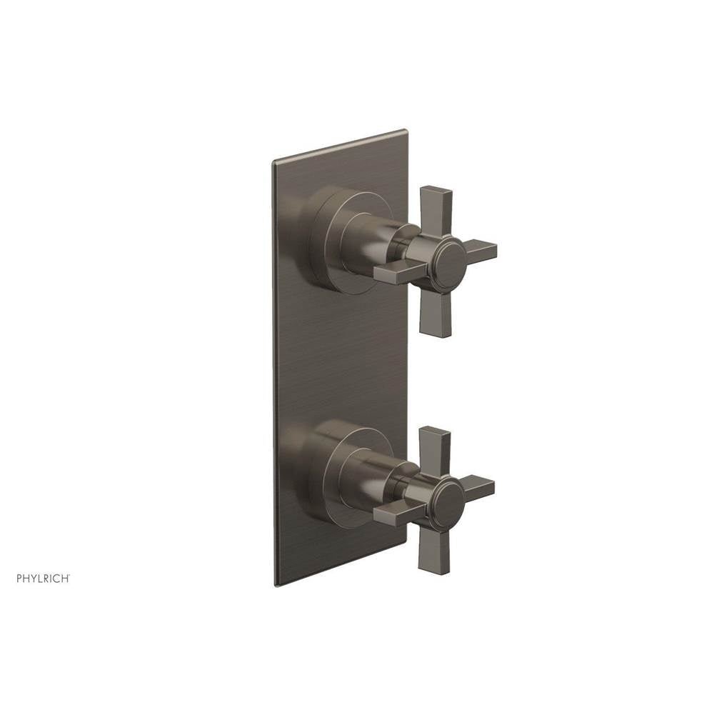 Phylrich - BASIC 1/2'' Thermostatic Valve with Volume Control or Diverter Blade Cross Handles 4-356 - Pewter