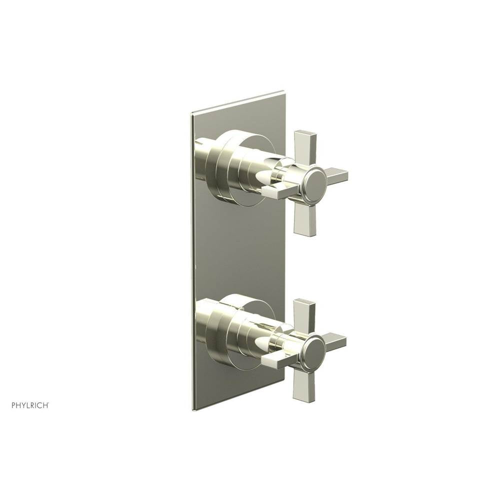 Phylrich - BASIC 1/2'' Thermostatic Valve with Volume Control or Diverter Blade Cross Handles 4-356 - Burnished Nickel