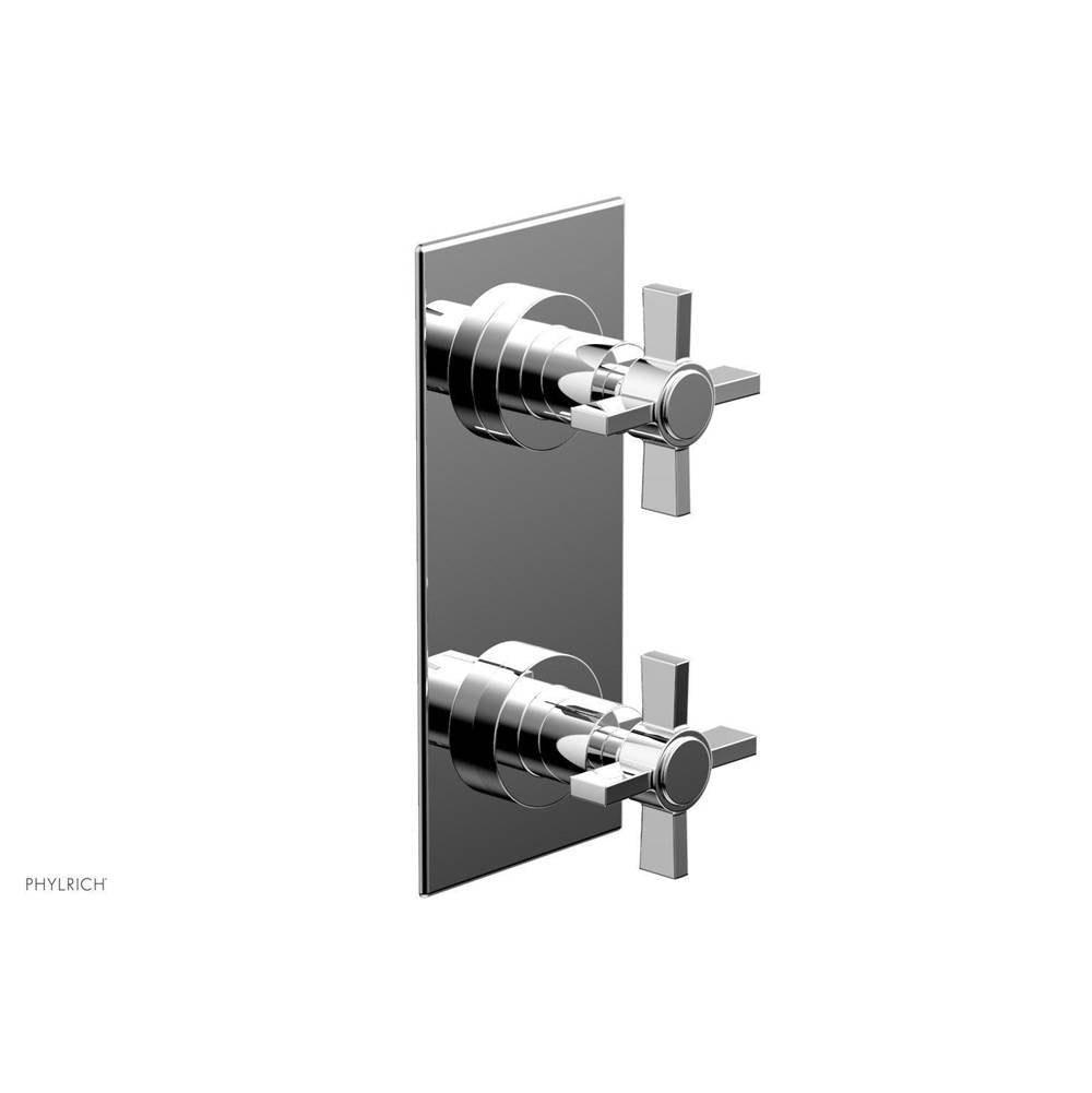 Phylrich - BASIC 1/2'' Thermostatic Valve with Volume Control or Diverter Blade Cross Handles 4-356 - Polished Chrome