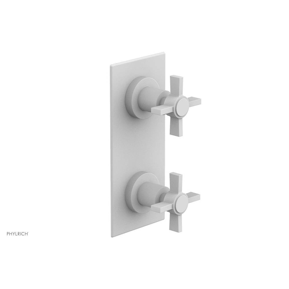 Phylrich - BASIC 1/2'' Thermostatic Valve with Volume Control or Diverter Blade Cross Handles 4-356 - Satin White