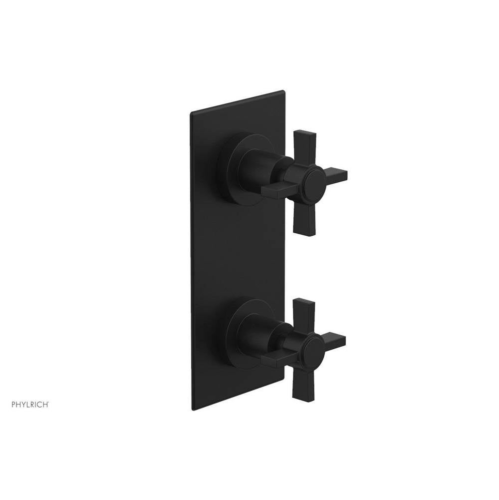 Phylrich - BASIC 1/2'' Thermostatic Valve with Volume Control or Diverter Blade Cross Handles 4-356 - Matte Black