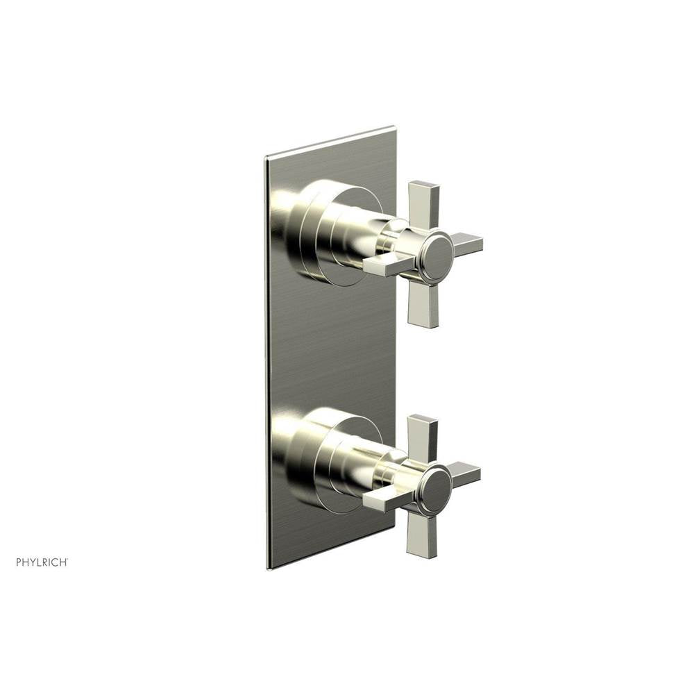 Phylrich - BASIC 1/2'' Thermostatic Valve with Volume Control or Diverter Blade Cross Handles 4-356 - Satin Nickel