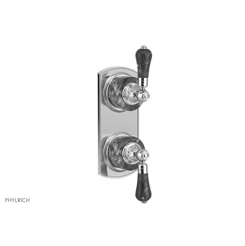Phylrich - VERSAILLES 1/2'' Mini Thermostatic Valve with Volume Control or Diverter - Bleu Sodalite Lever Handles 4-459A - Old English Brass