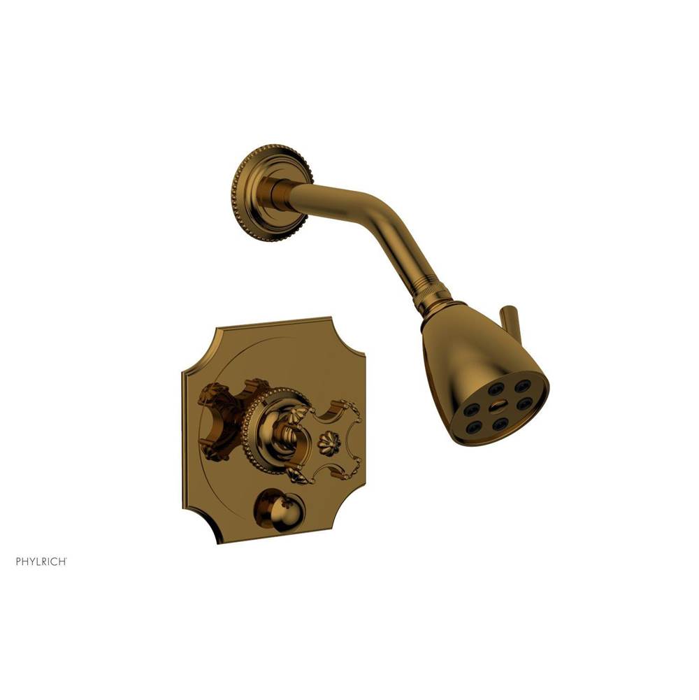 Phylrich - MARVELLE Pressure Balance Shower and Diverter Set (Less Spout), Cross Handle 4-477 - French Brass