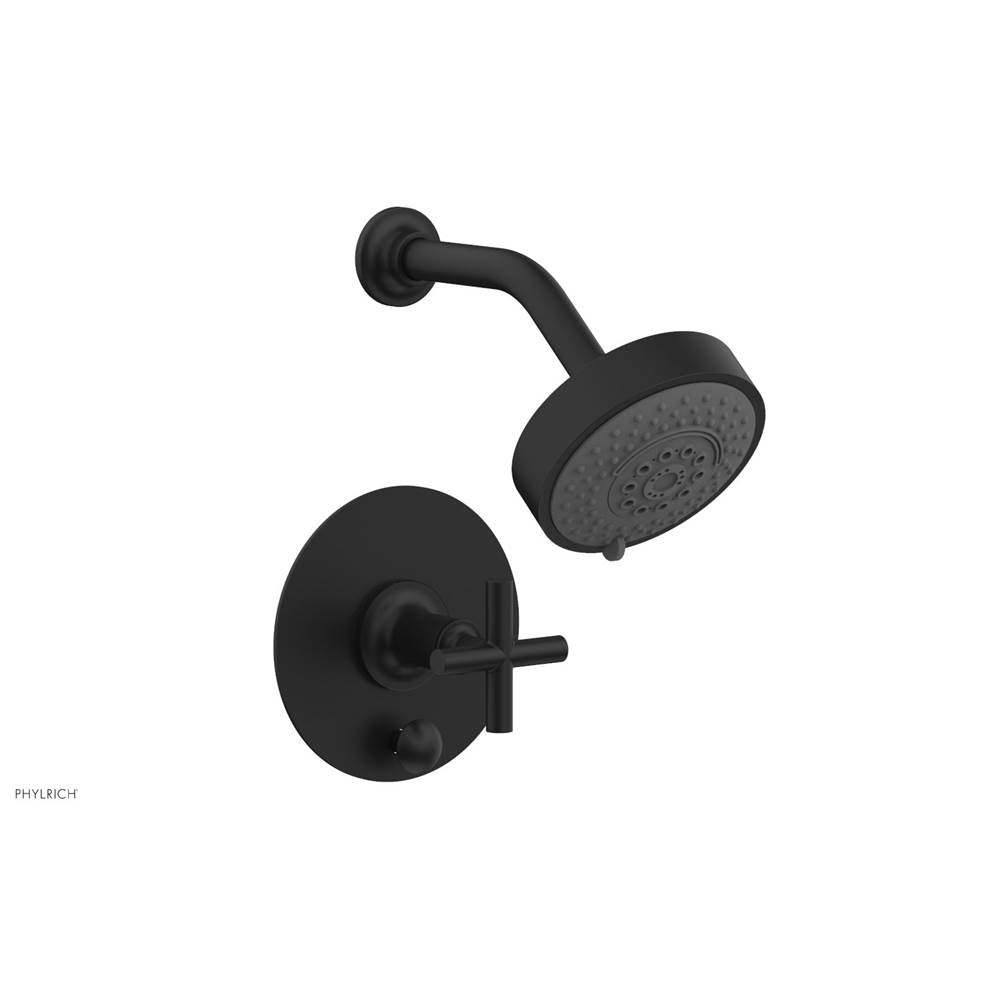 Phylrich - Pb Shower And Div Set Cross Handle Less Spt - Matte Black
