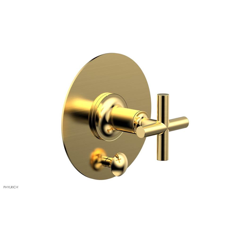Phylrich - Pb Shower Plate W Div Set Cross Hdl Trim - Satin Gold