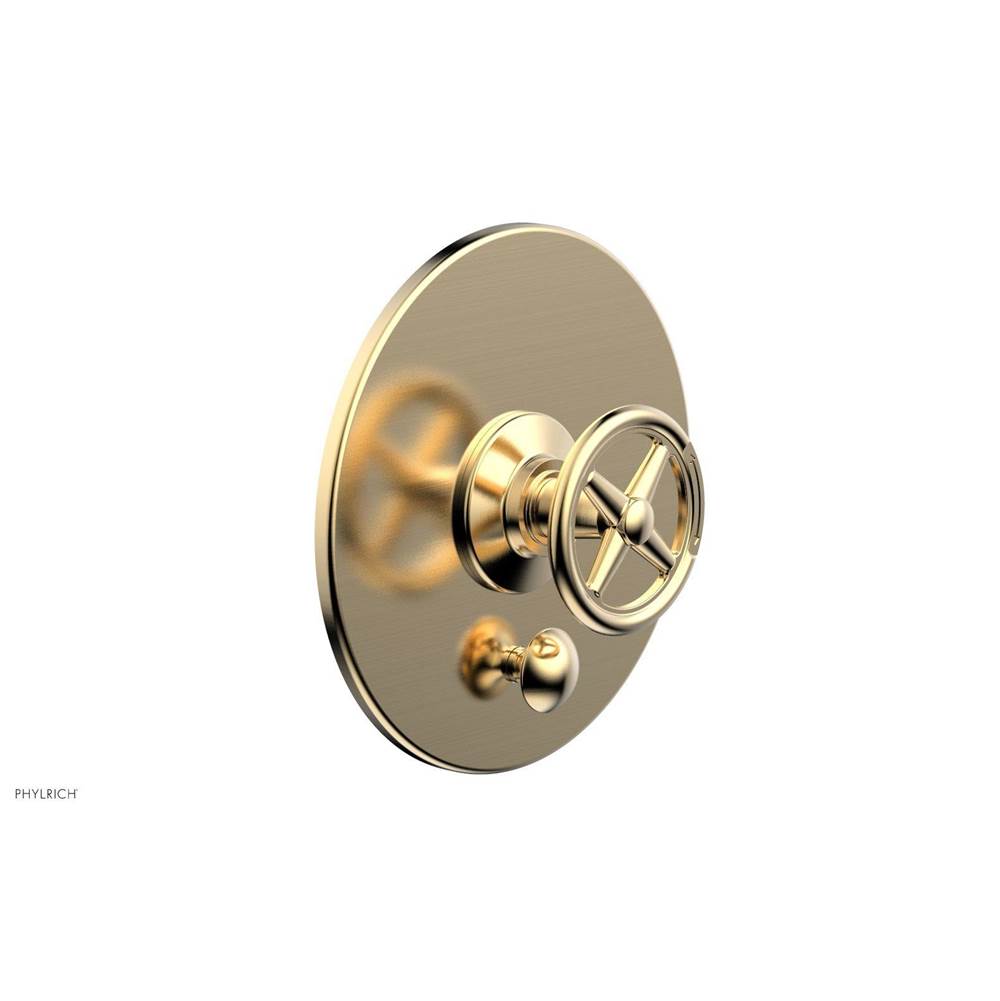 Phylrich - Pb Works Shwr Plate W/Div, Cross Handle - Satin Brass