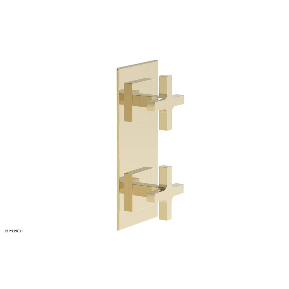Phylrich - CROI - Thermostatic Valve with Volume Control or Diverter - Cross Handles - Polished Brass Uncoated