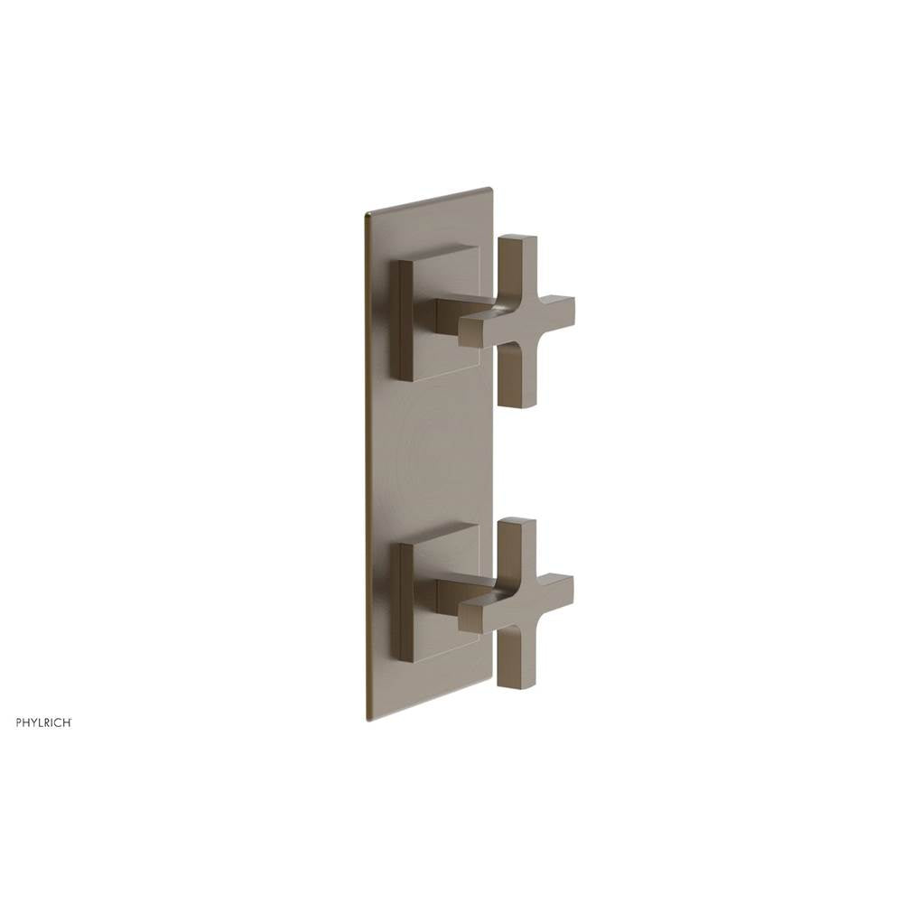 Phylrich - CROI - Thermostatic Valve with Volume Control or Diverter - Cross Handles - Old English Brass