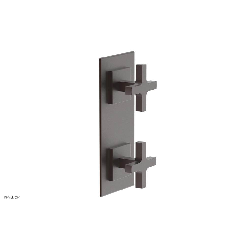 Phylrich - CROI - Thermostatic Valve with Volume Control or Diverter - Cross Handles - Weathered Copper