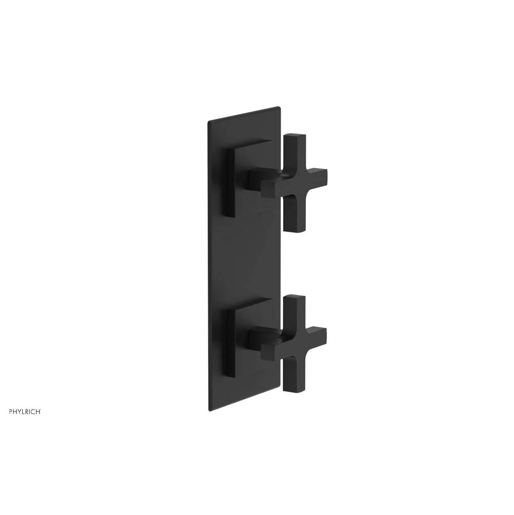 Phylrich - CROI - Thermostatic Valve with Volume Control or Diverter - Cross Handles - Matte Black
