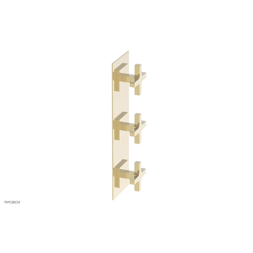 Phylrich - CROI - Thermostatic Valve with Two Volume Control - Cross Handles - Polished Brass Uncoated