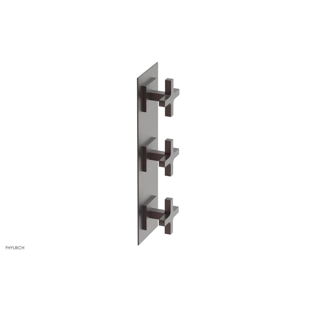 Phylrich - CROI - Thermostatic Valve with Two Volume Control - Cross Handles - Weathered Copper