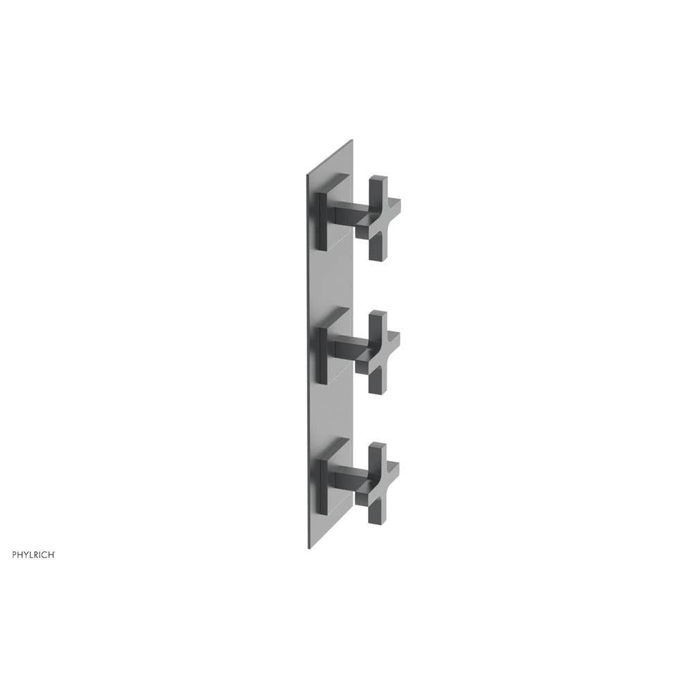 Phylrich - CROI - Thermostatic Valve with Two Volume Control - Cross Handles - Gun Metal
