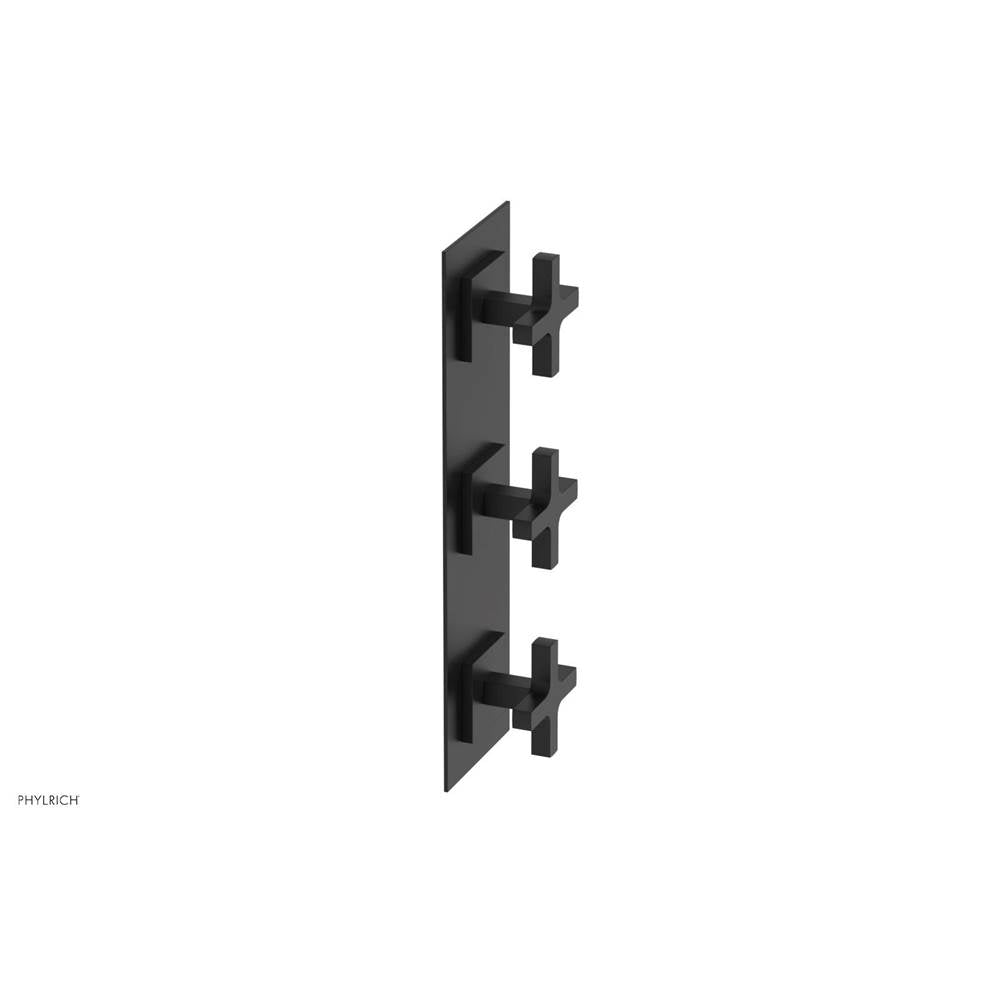 Phylrich - CROI - Thermostatic Valve with Two Volume Control - Cross Handles - Matte Black