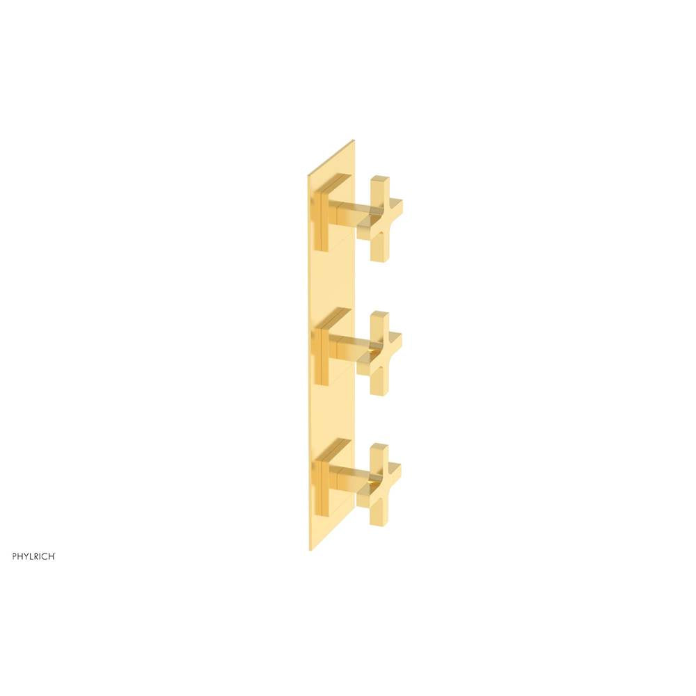 Phylrich - CROI - Thermostatic Valve with Two Volume Control - Cross Handles - Satin Gold