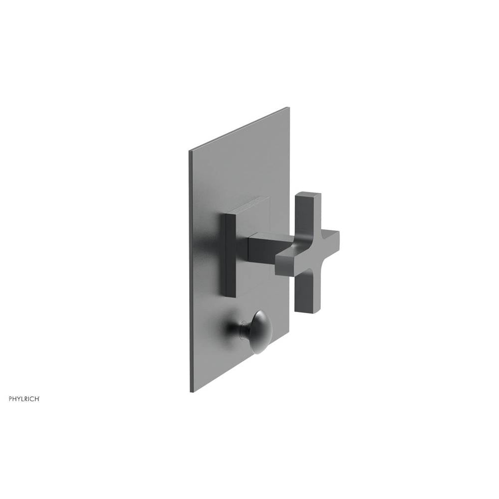 Phylrich - CROI - Pressure Balance Shower Plate with Diverter and Cross Handle Trim Set - Gun Metal