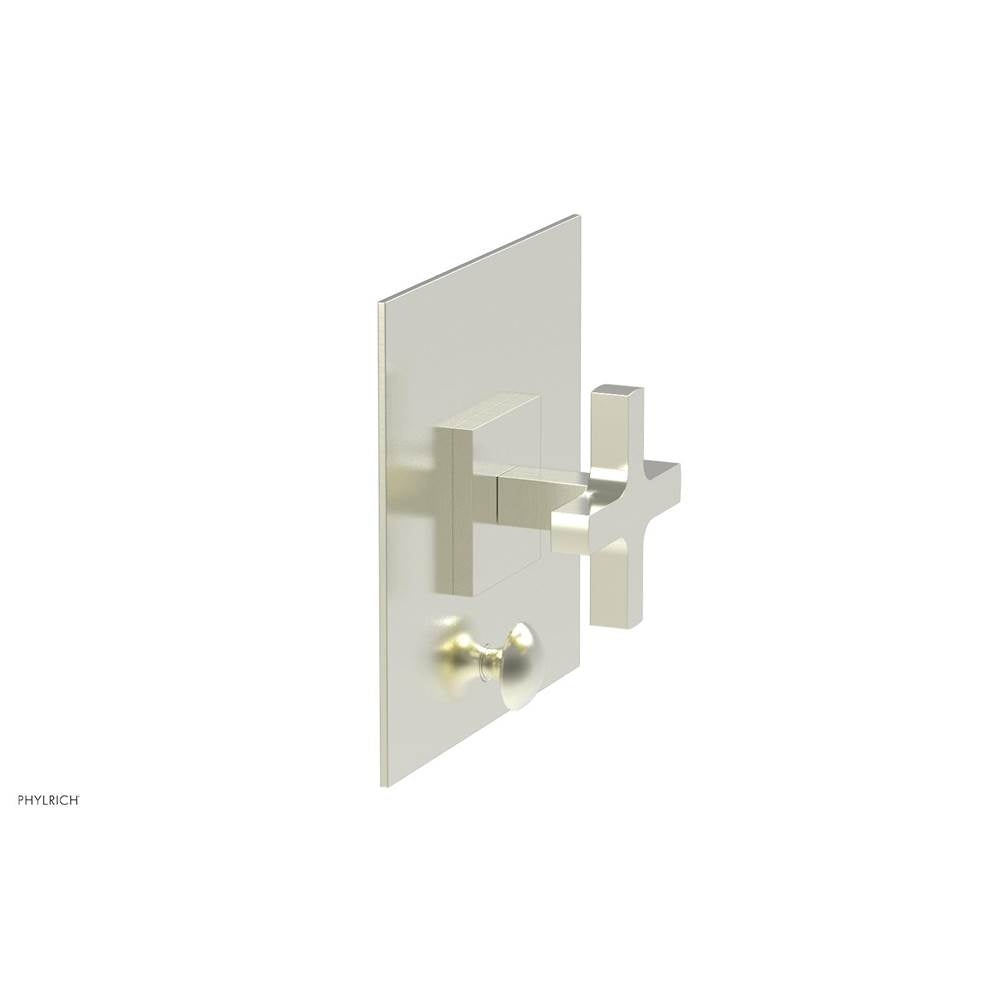 Phylrich - CROI - Pressure Balance Shower Plate with Diverter and Cross Handle Trim Set - Satin Nickel