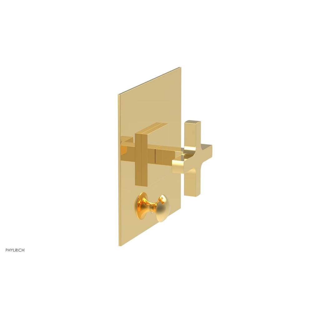Phylrich - CROI - Pressure Balance Shower Plate with Diverter and Cross Handle Trim Set - Polished Gold