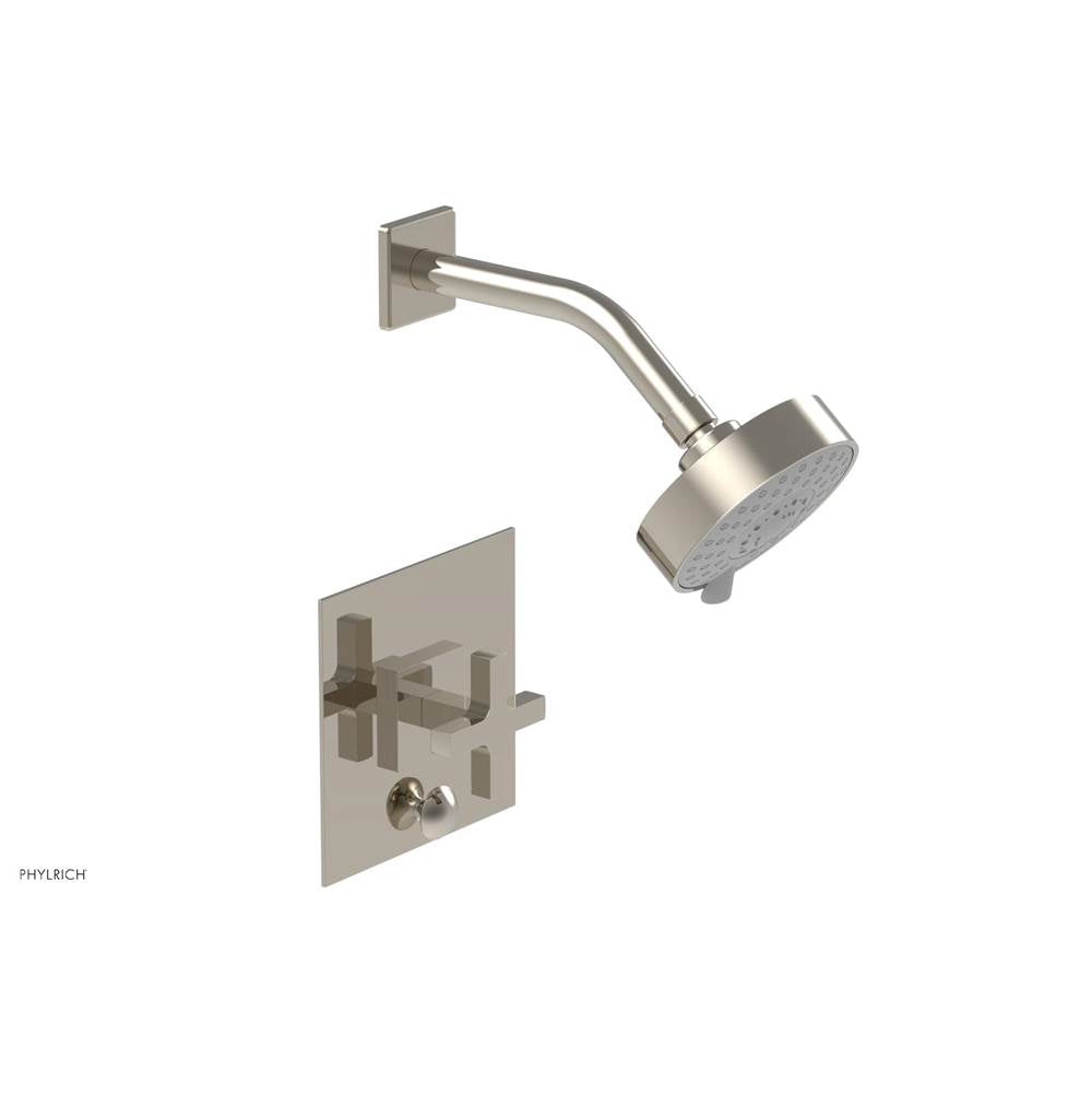 Phylrich - CROI - Pressure Balance Shower and Diverter Set (Less Spout), Cross Handle - Polished Nickel