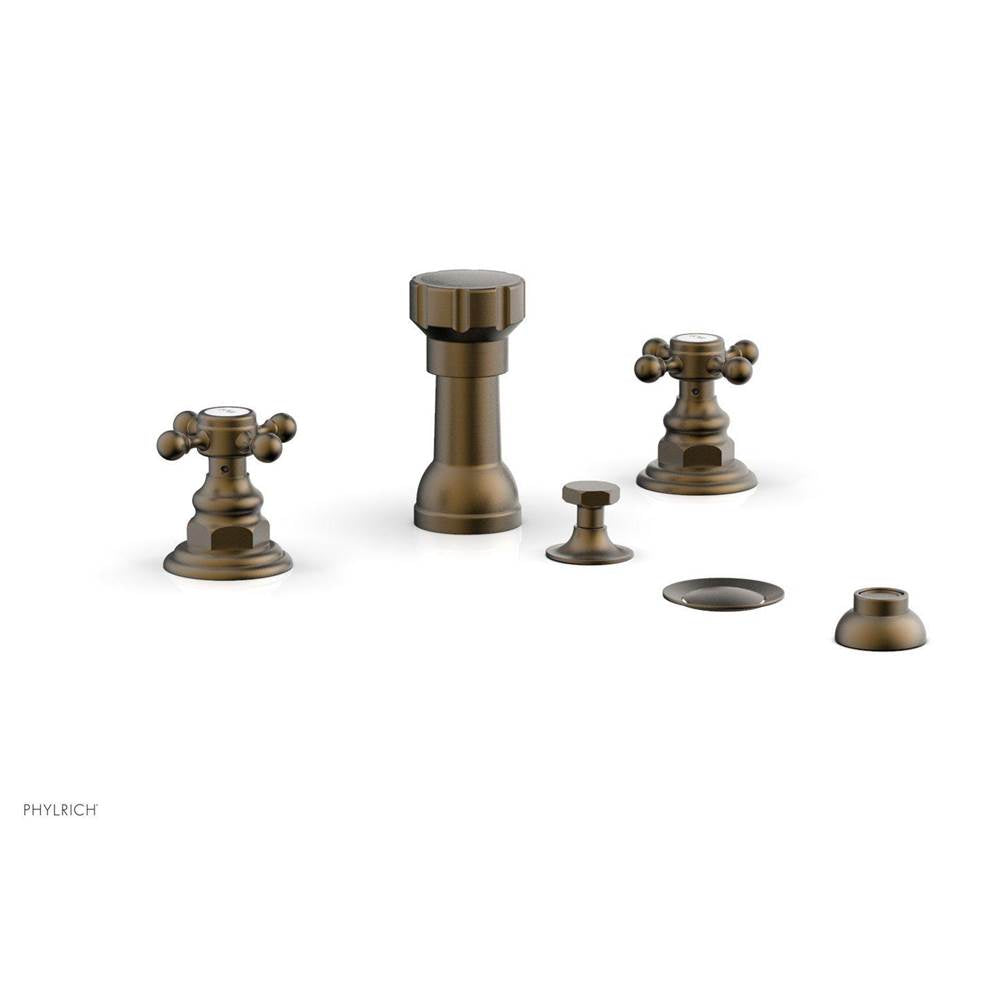 Phylrich - 4 Hole Bidet, Cross Hdl - Old English Brass