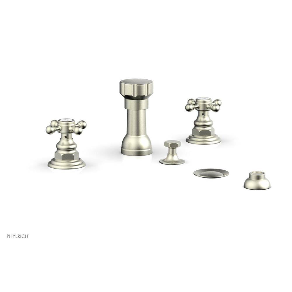 Phylrich - 4 Hole Bidet, Cross Hdl - Satin Nickel