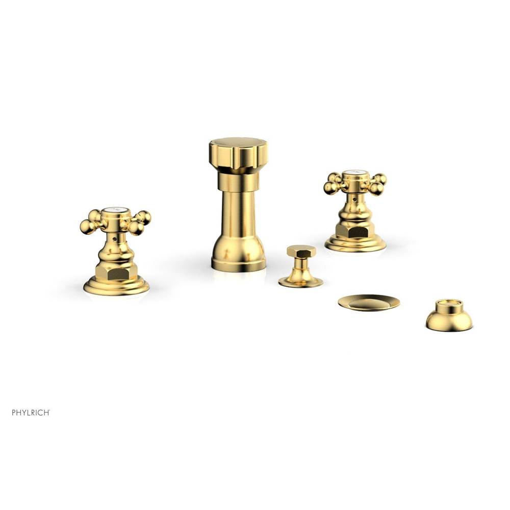 Phylrich - 4 Hole Bidet, Cross Hdl - Satin Gold