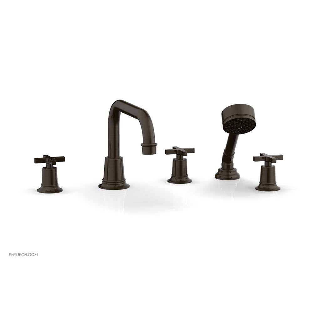Phylrich - D/Tub W Hs To, Cro Hdl Flat Spout - Antique Bronze