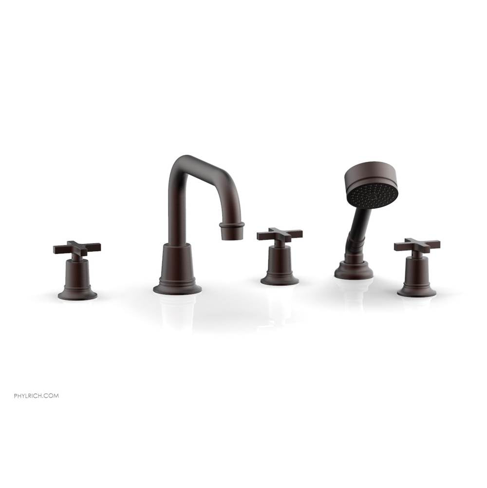 Phylrich - D/Tub W Hs To, Cro Hdl Flat Spout - Weathered Copper