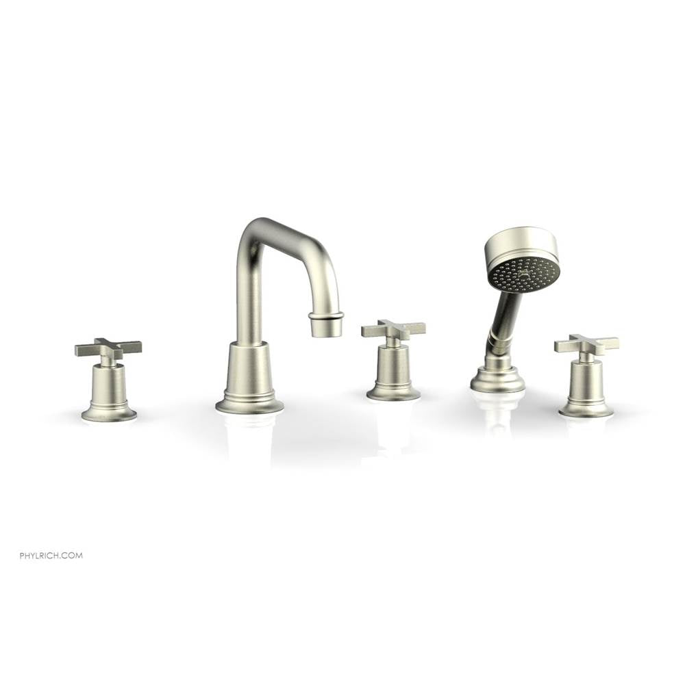 Phylrich - D/Tub W Hs To, Cro Hdl Flat Spout - Satin Nickel