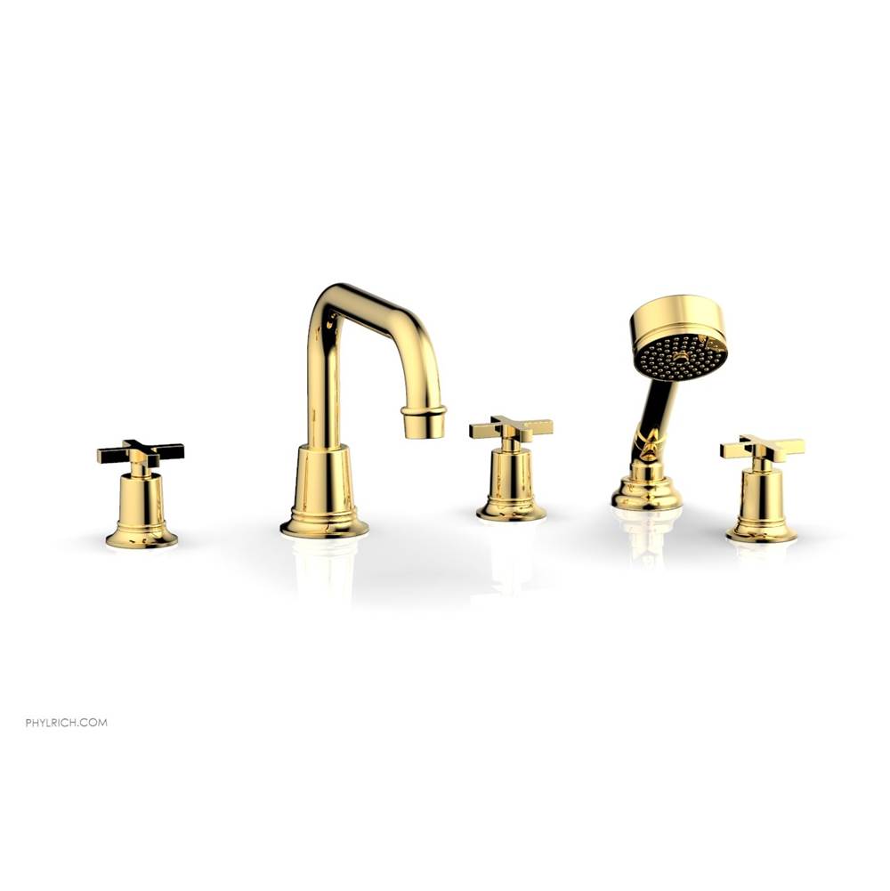 Phylrich - D/Tub W Hs To, Cro Hdl Flat Spout - Polished Gold