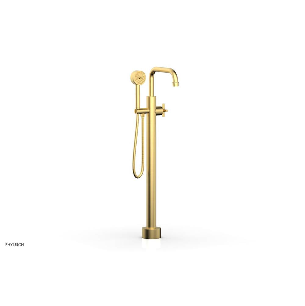 Phylrich - Floor Mount Tub Filler Cross Hdl, Flat Spout - Burnished Gold