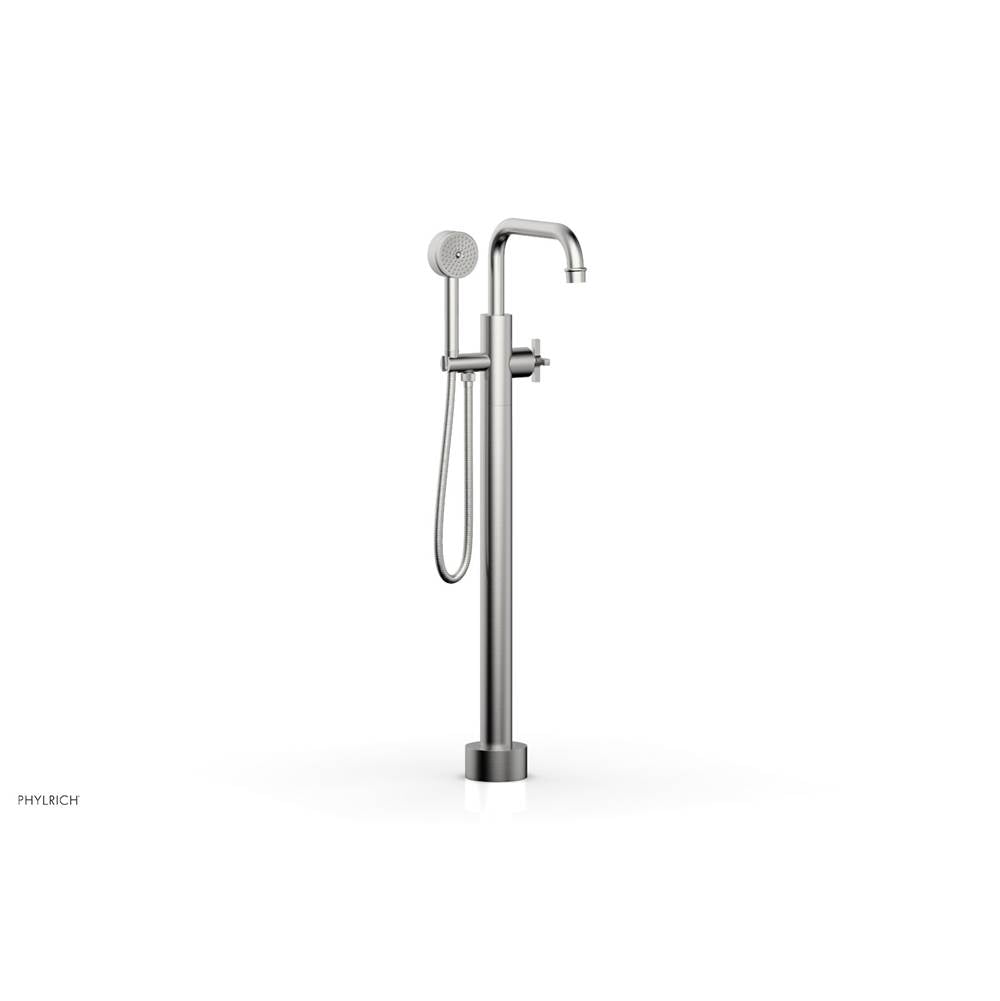 Phylrich - Floor Mount Tub Filler Cross Hdl, Flat Spout - Satin chrome