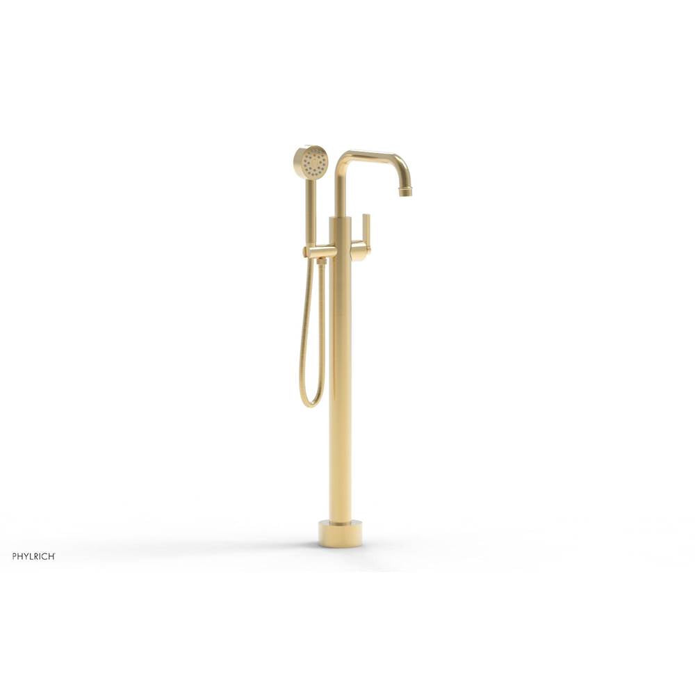 Phylrich - Floor Mounted Tub Filler Lever Hdl W/Handshwr-Tall - Satin Brass