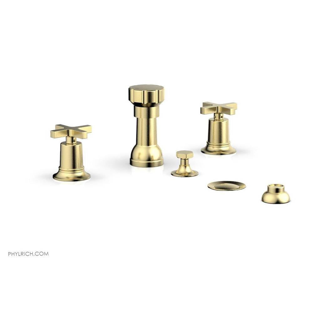 Phylrich - 4 Hole Bidet, Cross Hdl - Polished Brass Uncoated
