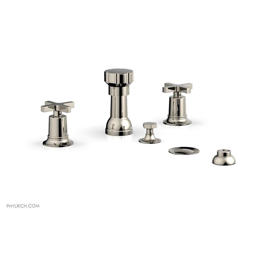 Phylrich - 4 Hole Bidet, Cross Hdl - Polished Nickel